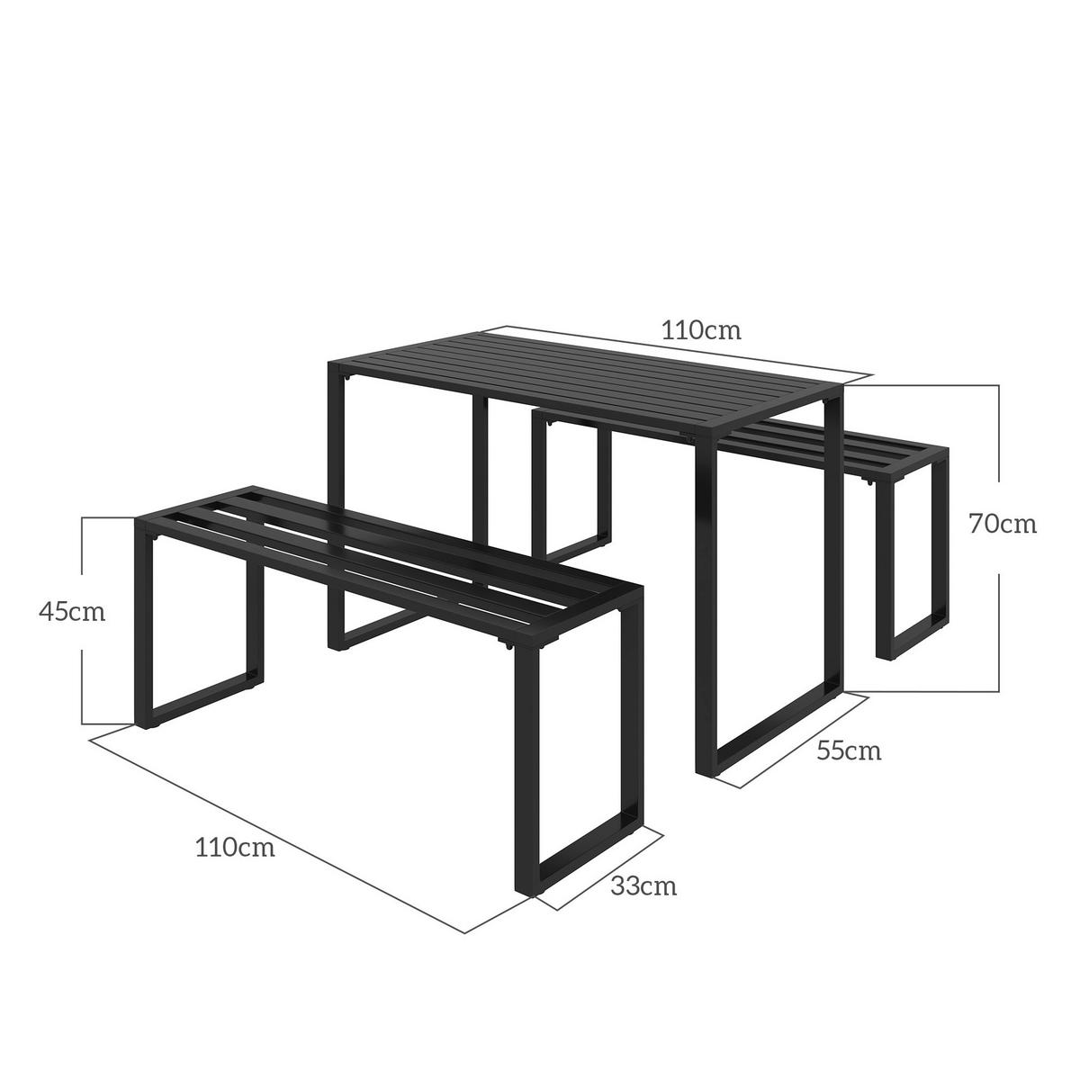 GARTENSET 110/55/70 cm Schwarz aus Metall 3er Set - Schwarz, Metall - OKMYHOME