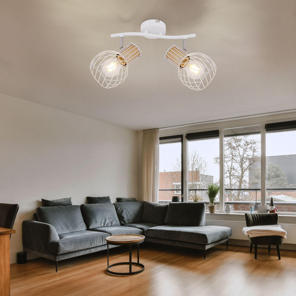 LED DECKENLEUCHTE LUISE Metall Weiß - Weiß, Metall (29.6/23/18.5cm) - Globo Lighting