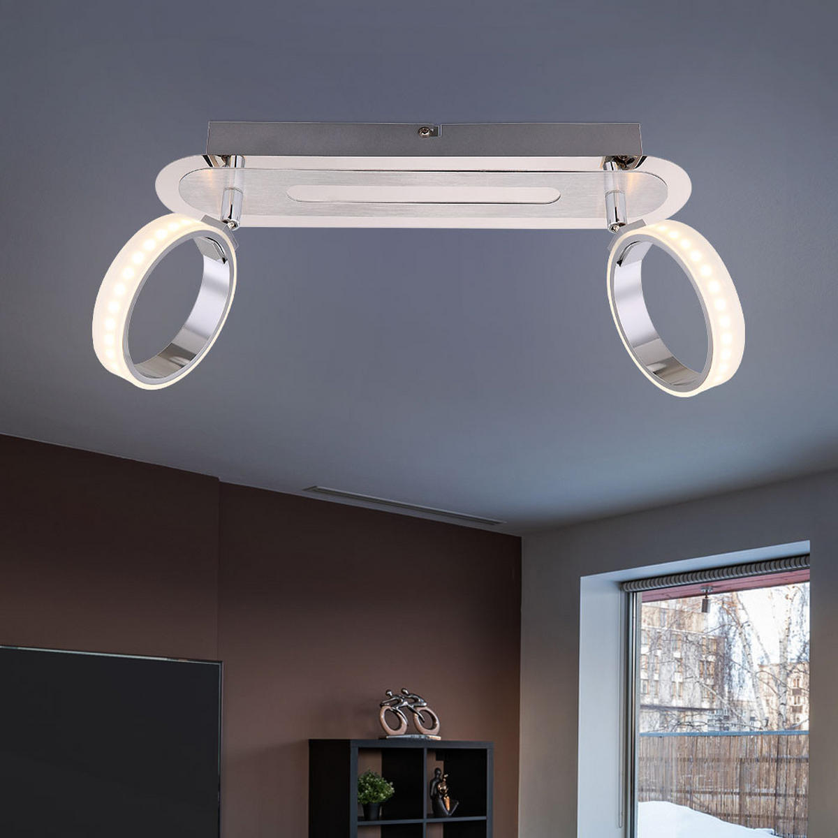 LED DECKENLEUCHTE IDAHO Aluminium Silber - Silberfarben, Metall (35/16.5/18.5cm) - Globo Lighting