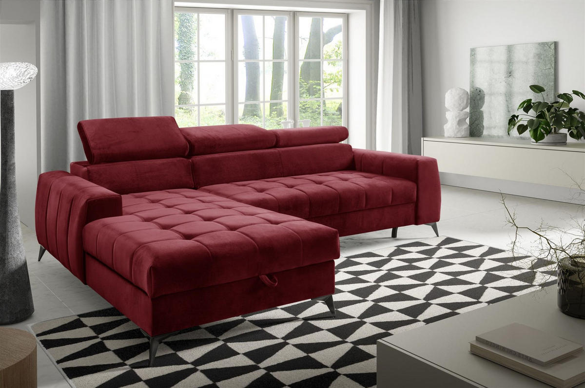 ECKSOFA Agnesa Xs In Salvador - Rot, Holzwerkstoff/Textil (260/200cm) - Fun Möbel