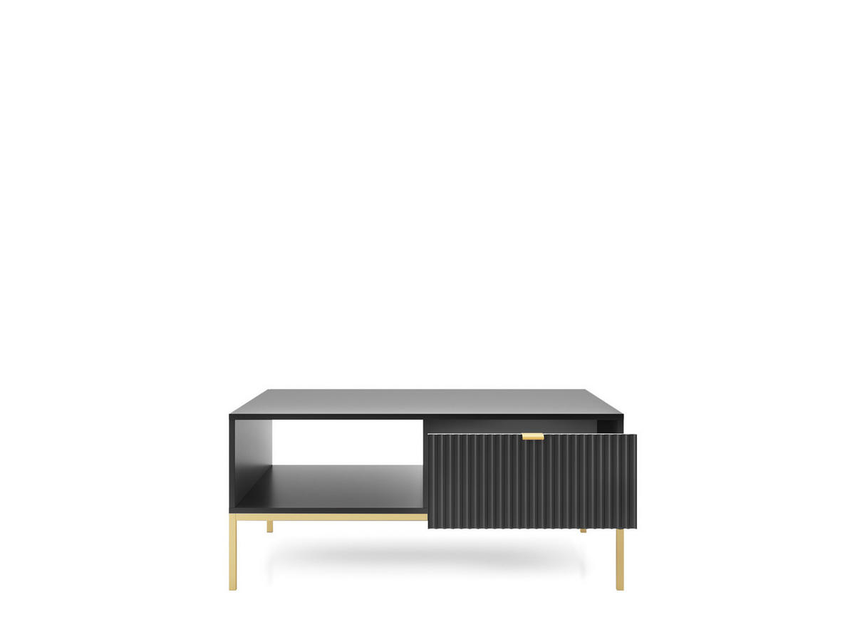 COUCHTISCH NOVA - L104, goldenen Akzenten, 104x68x46 cm Schwarz - Goldfarben/Schwarz, Holzwerkstoff/Kunststoff (68/104/46cm) - DomoHome