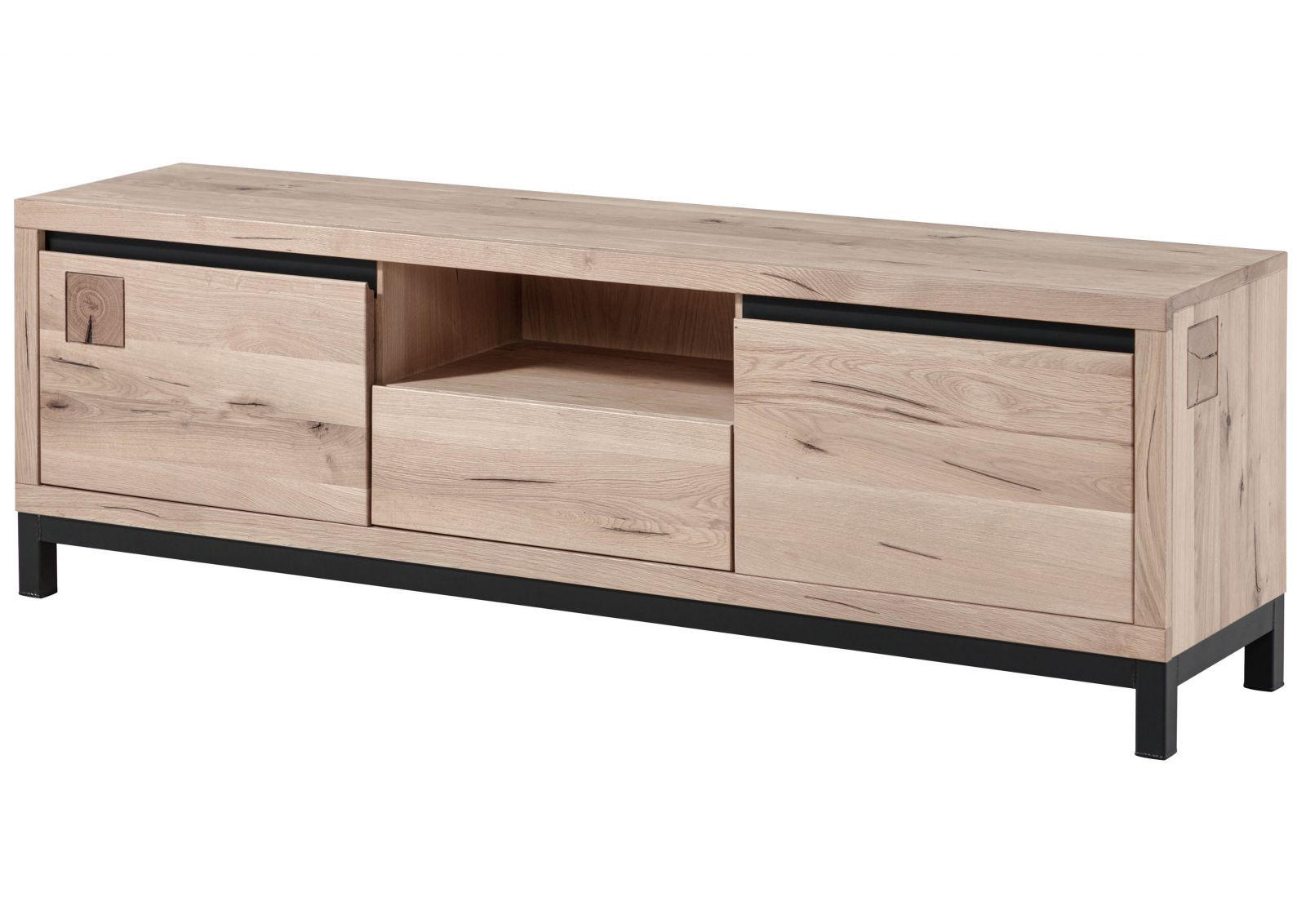 TV-BOARD Wildeiche 170x40x56 bianco geölt VILLANDERS #213 - Beige, Holz (170/56/40cm) - Massivmoebel24