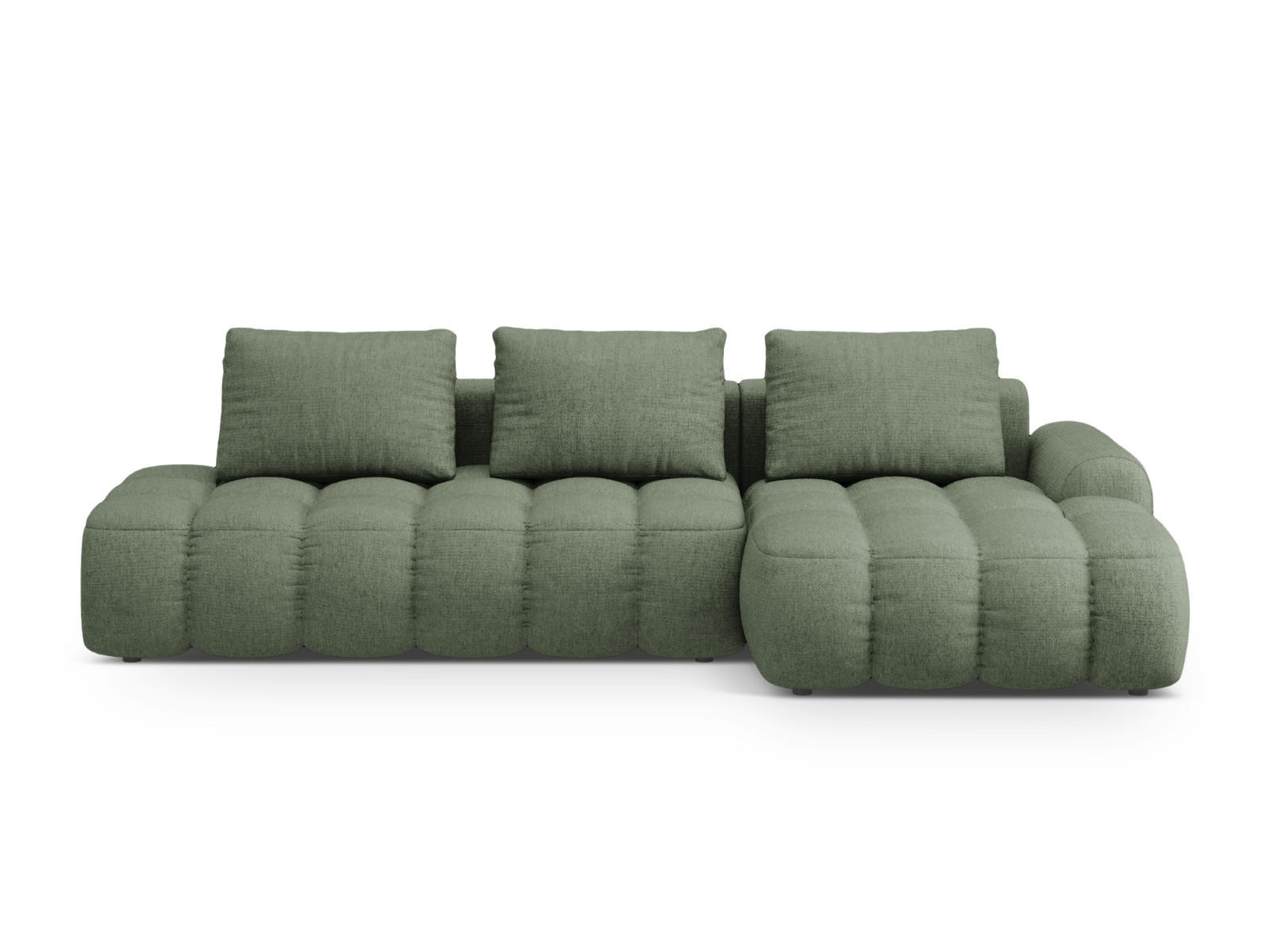 AUSKLAPPBARES-ECKSOFA rechts mit Container Linz aus strukturiertem Stoff dunkles olivgrün 3 Sitzplätze - Dunkelgrün, Textil (142/275cm) - Cosmopolitan Design