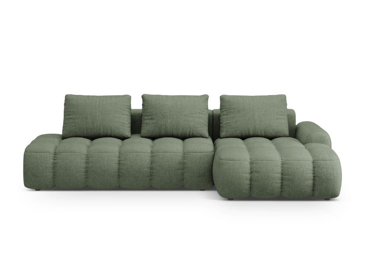 AUSKLAPPBARES-ECKSOFA rechts mit Container Linz aus strukturiertem Stoff dunkles olivgrün 3 Sitzplätze - Dunkelgrün, Textil (142/275cm) - Cosmopolitan Design