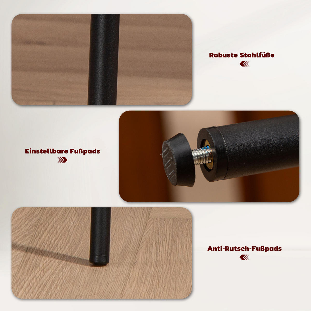 ESSZIMMERSTUHL mit Armlehne Rückenlehne gepolsterte Sitzfäche Beige - Beige/Schwarz, Textil/Metall (57/85.5/62.5cm) - HOMCOM