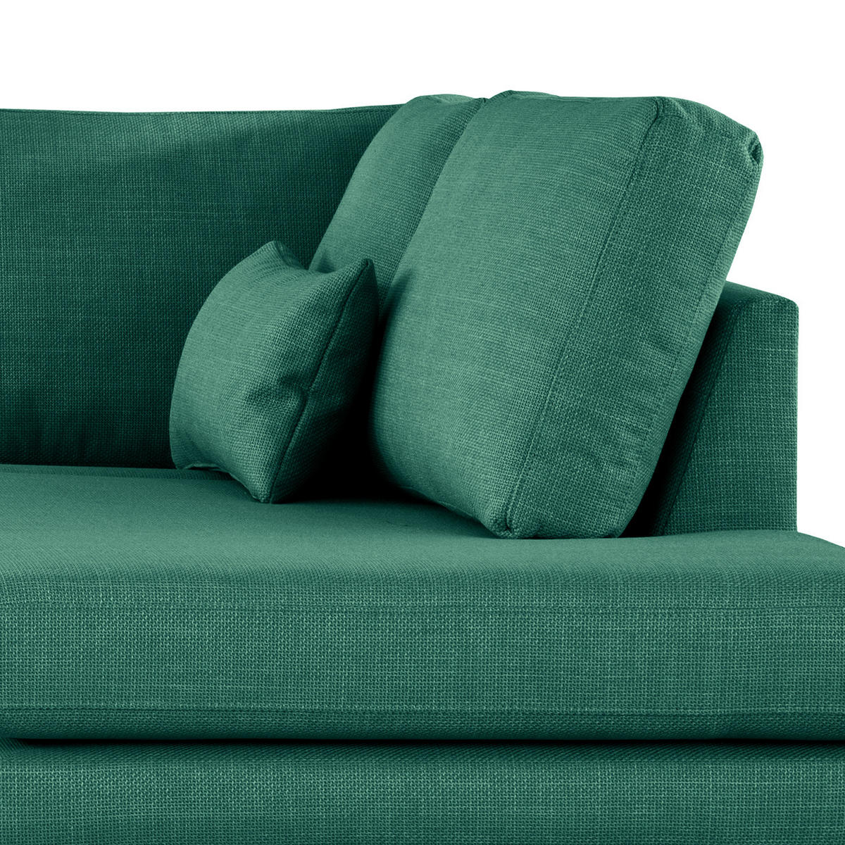 ECKSOFA mit Ottomane - Dunkelgrün/Buchefarben, Buchenholz/Textil (287/219cm) - home24