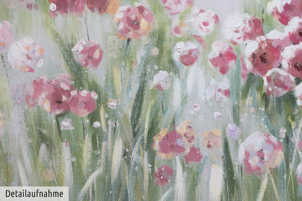 ACRYLBILD HANDGEMALT 150/50 cm - Pink/Grün, Holz/Textil (150/50cm) - KUNSTLOFT