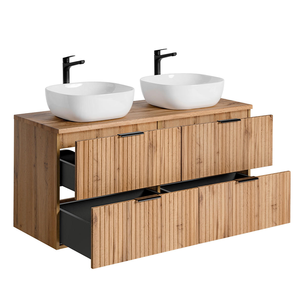 DOPPELWASCHTISCH 120.8cm Adriel Holz in Eichenoptik - Braun, Holzwerkstoff (120.8/59/46cm) - Petits-meubles