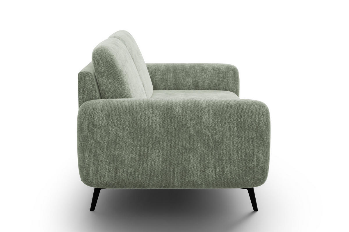 SOFA FEBE 2-Sitzer, hellgrüner Chenille-Stoff - Schwarz/Hellgrün, Holz/Textil (160/82/96cm) - Wozimo