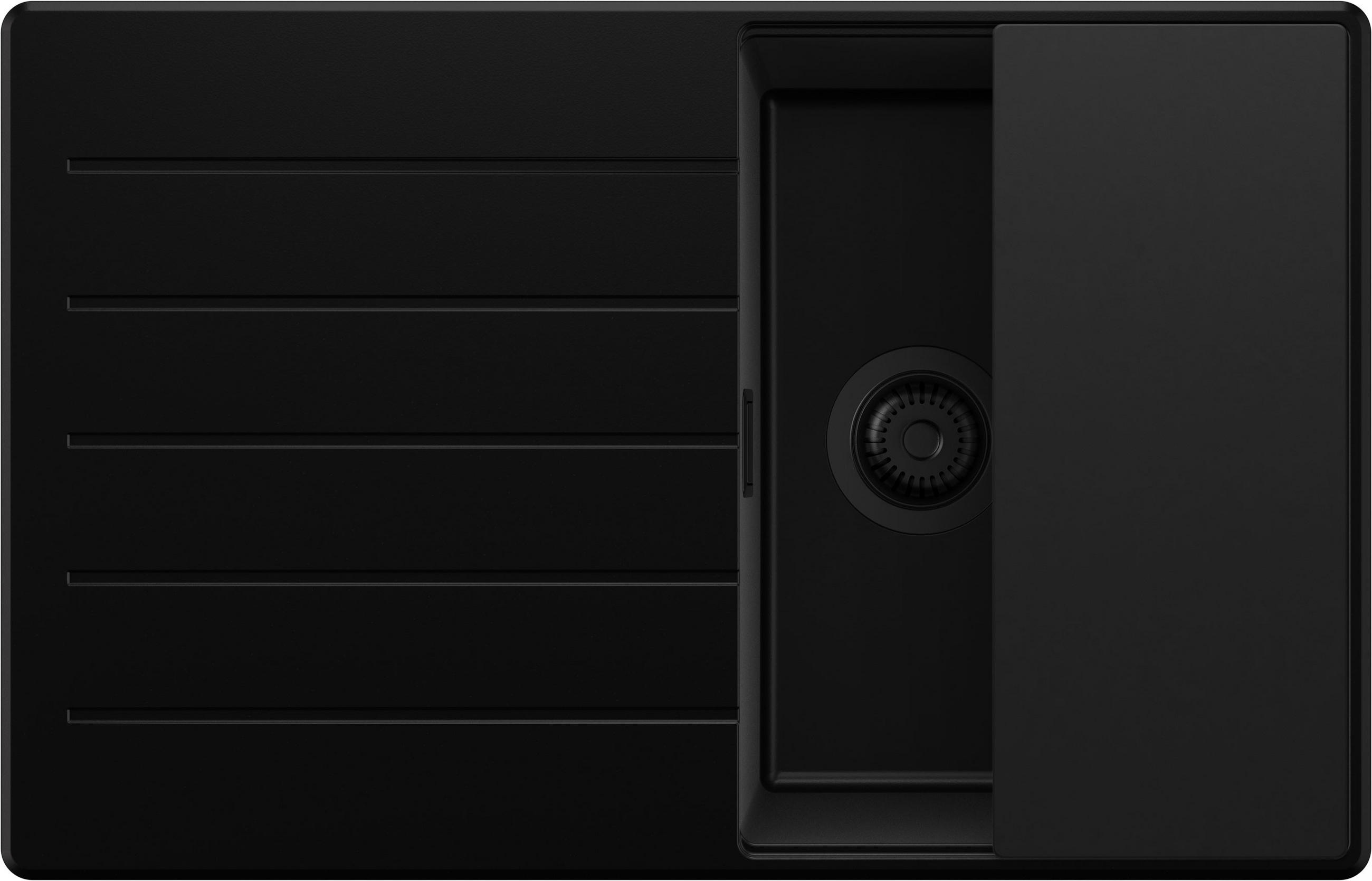 SPÜLBECKEN Kopenhagen, 2-er set Alles Schwarz 78/50 cm 1 Becken + Ablauf-Set + Schneidebrett ab 45er Unterschrank - Schwarz, Kunststoff (78/20/50cm) - Primagran