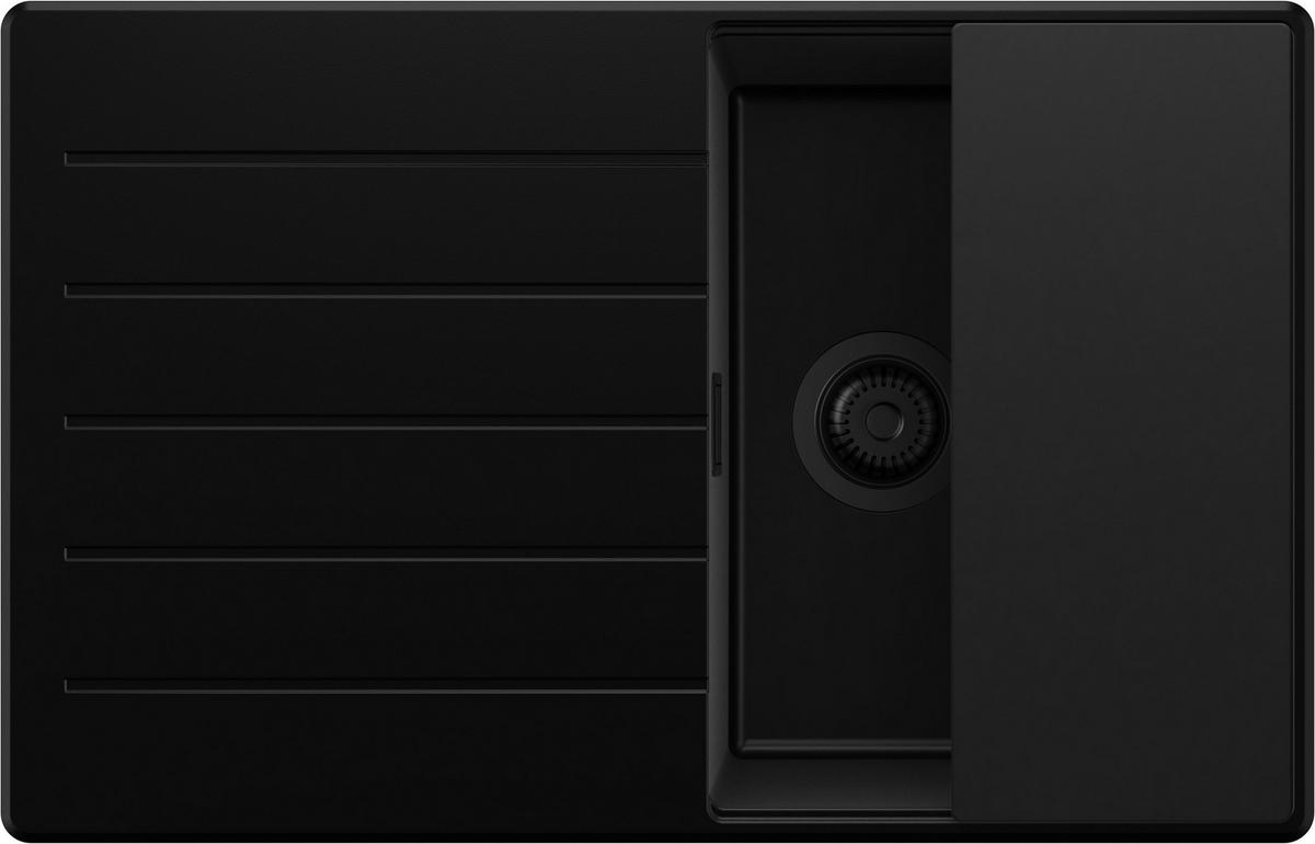 SPÜLBECKEN Kopenhagen, 2-er set Alles Schwarz 78/50 cm 1 Becken + Ablauf-Set + Schneidebrett ab 45er Unterschrank - Schwarz, Kunststoff (78/20/50cm) - Primagran