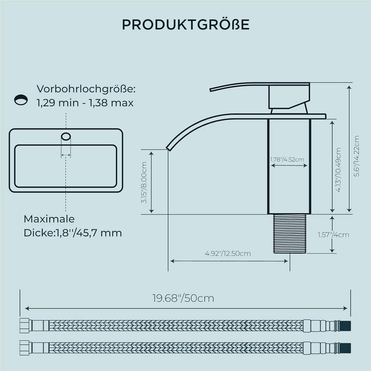 WASCHTISCHARMATUR Wasserfall mit Einhandmischer polierter Chrom Auslaufhöhe 80 mm - Silberfarben, Metall (16.5/17.5/18cm)