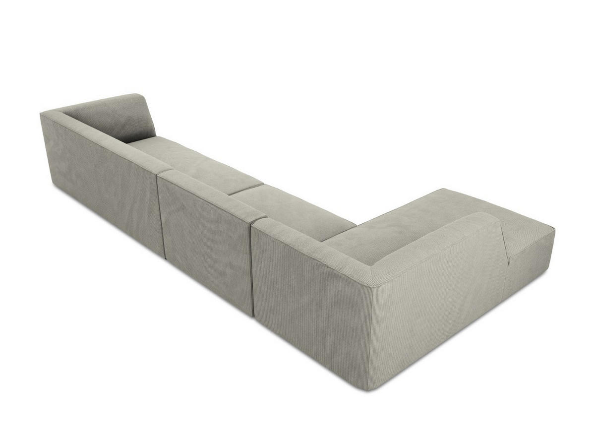 ECKSOFA links Ruby aus Cord hellgrau 5 Sitzplätze - Hellgrau, Textil (180/366cm) - Micadoni