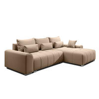 ECKSOFA L Form Rivolli Beige 260/179/98 cm – modernes Sofa fürs Wohnzimmer - Beige/Silberfarben, Textil/Metall (260/179cm) - AX Living