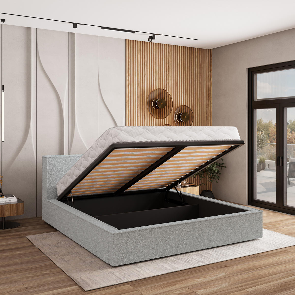 POLSTERBETT CELORA 140x200 cm mit Bettkästen - Hellgrau - Hellgrau, Holz (140/200cm) - MASSENO