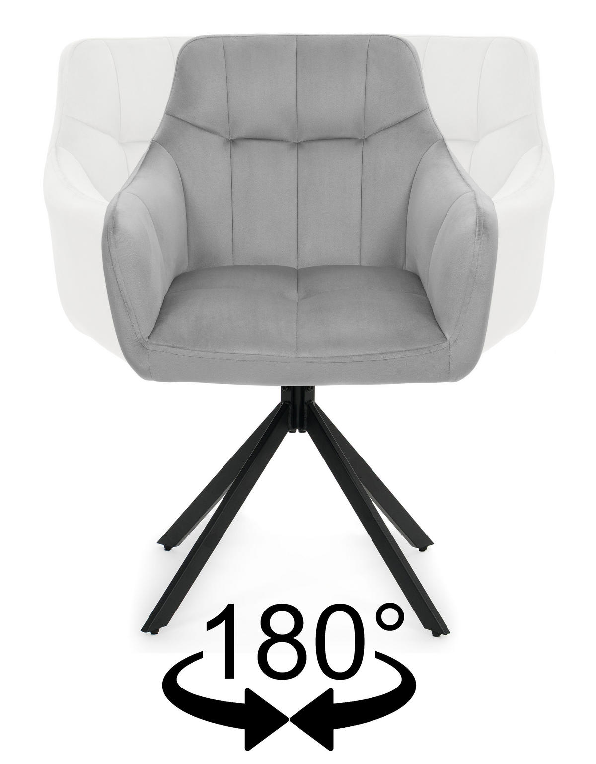 STUHL FANO X drehbar gepolsterter mit Steppung - dunkelbeige - Velour - Hellbraun/Beige, Textil/Metall (58/83/59cm) - NEW HOME