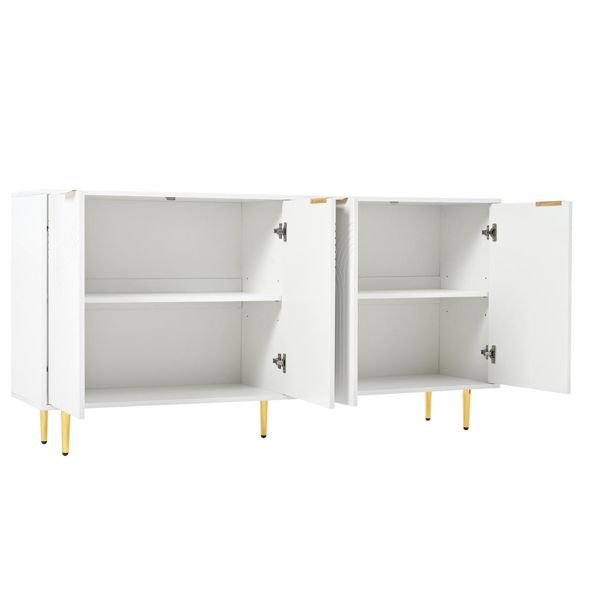 SIDEBOARD 160/40/80 cm mit 4 Türen in Weiß mit goldfarbenen Griffen - Weiß, Holzwerkstoff (160/80/40cm) - BEAOK