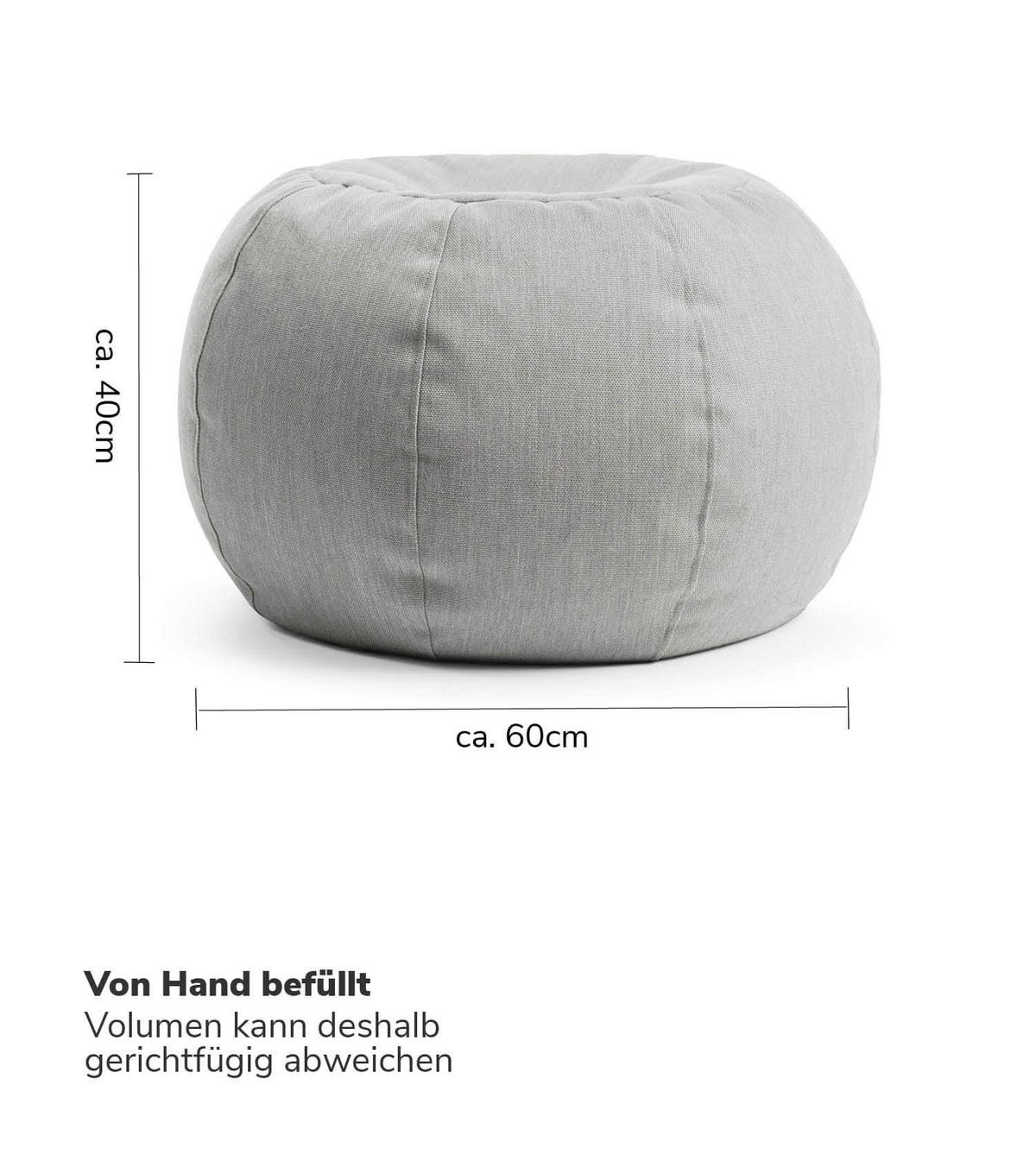 OUTDOOR POUF Der Kugelige - Grau, Textil (60/40/60cm) - Mokebo