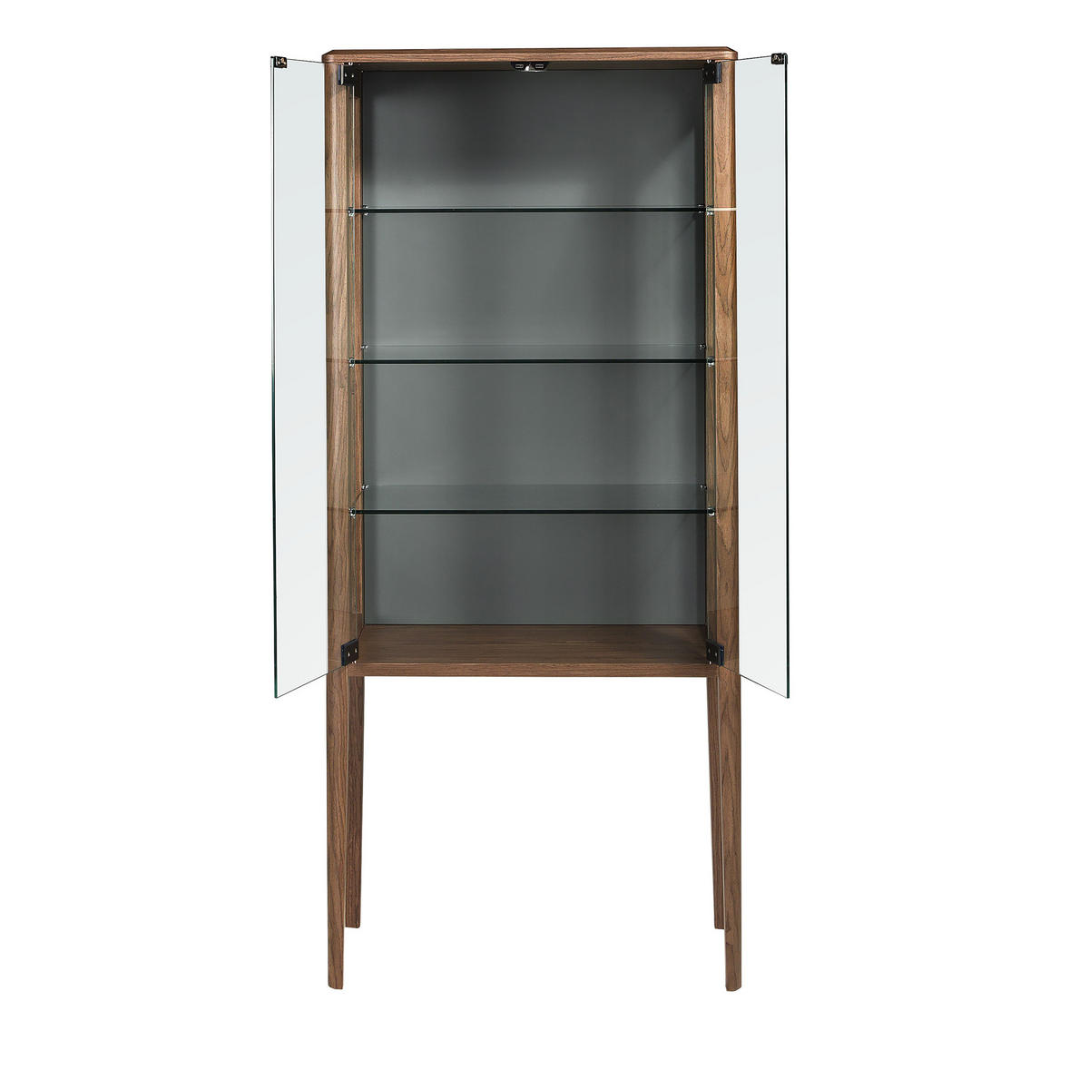 HIGHBOARD aus gehärtetem Glas und Nussbaum mit Innenbeleuchtung 80/40/180 cm - Dunkelgrün/Transparent, Glas/Holzwerkstoff (80/180/40cm) - ANGEL CERDA