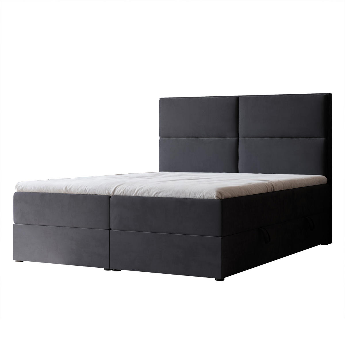 BOXBETT ORFEO 160/200 cm mit Matratze und Topper, Schwarz - Schwarz, Textil (160/200cm) - Idohome