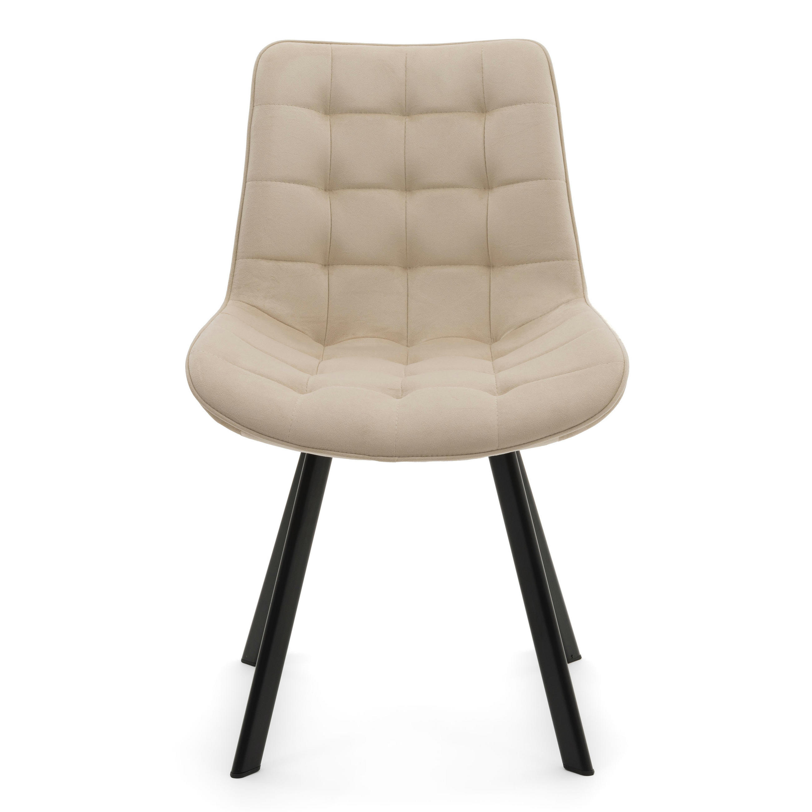 STUHL TORI gepolsterter mit Steppung - beige - Samt Velour - Beige/Schwarz, Textil/Metall (53/86/60cm) - NEW HOME