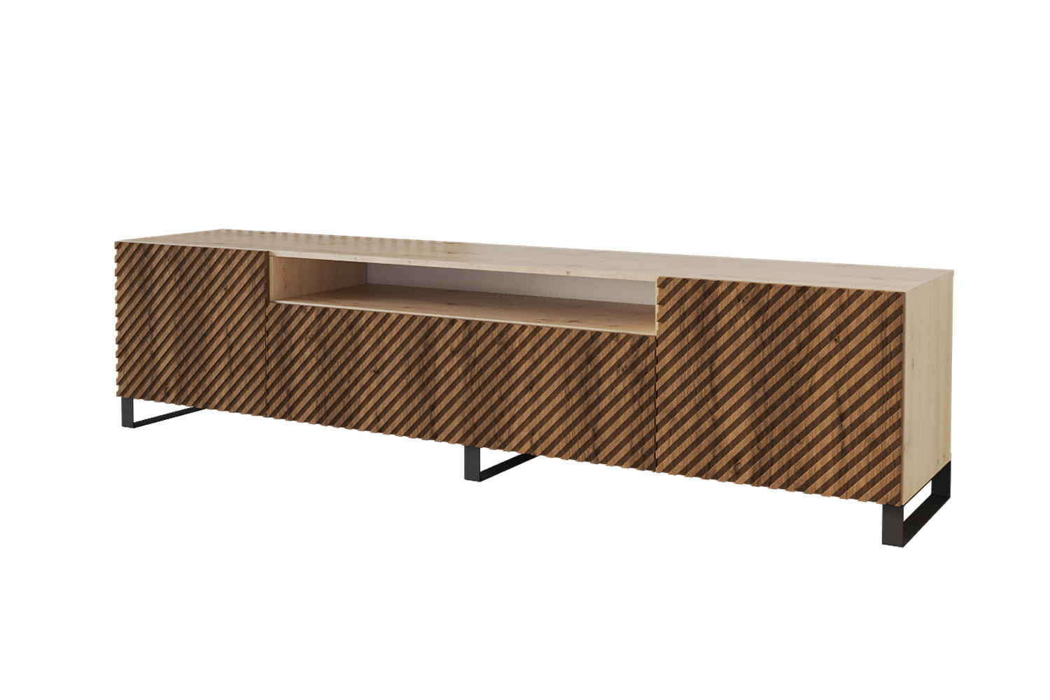 LOWBOARD ZENO-S 200x53x41 cm - Artisan / Katania - Eiche Wotan/Schwarz, Holzwerkstoff (200/53/41cm) - ALTDECOR