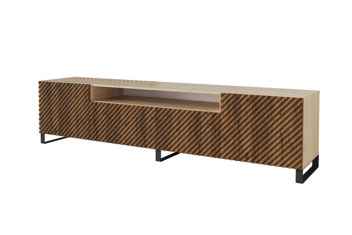 LOWBOARD ZENO-S 200x53x41 cm - Artisan / Katania - Eiche Wotan/Schwarz, Holzwerkstoff (200/53/41cm) - ALTDECOR