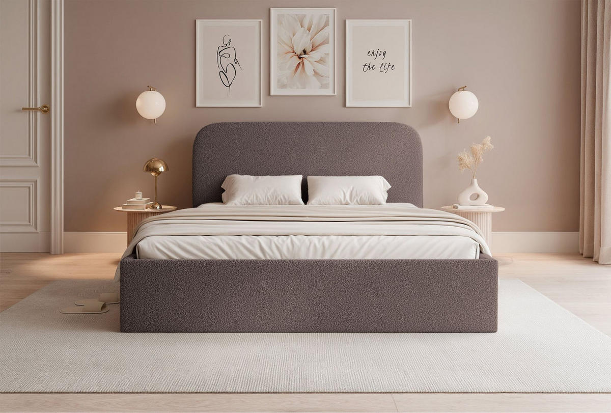 POLSTERBETT Sonvivo Braun Bouclé 160x200 cm - Braun, Kunststoff/Textil (160/200cm) - Selsey