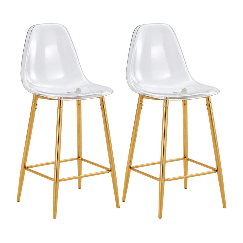 BARHOCKER Transparent 2er-Set mit Metallgestell Gold - Goldfarben, Metall (45/102/51.3cm) - Meubliv