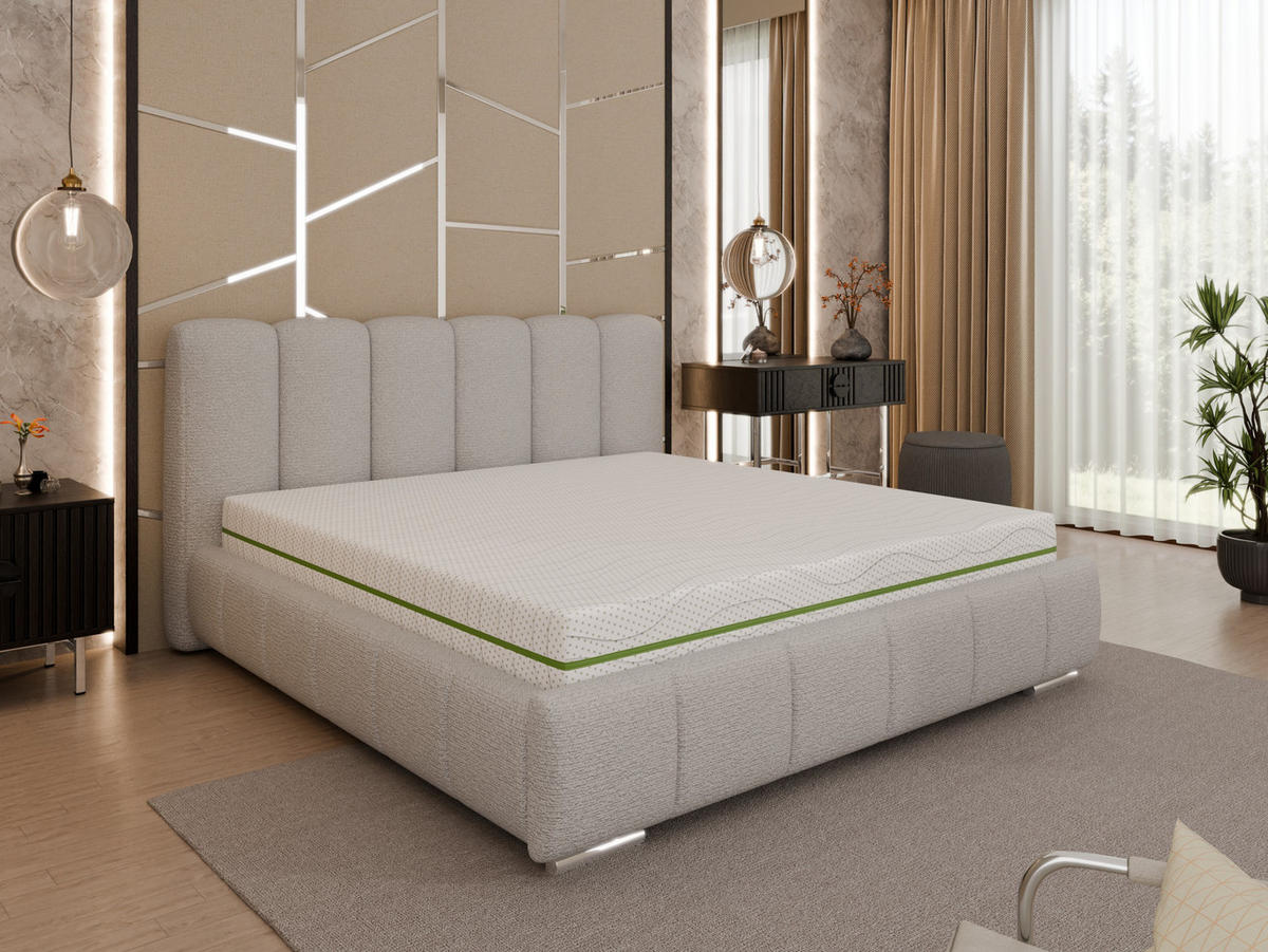 POLSTERBETT Zaira 180x200cm – Elegantes Polsterbett für modernen Wohnstil , ZONIERTE MULTI-TASCHEN-FEDERKERN (24cm), Sandfarben - Sandfarben, Holz (180/200cm) - Homesy