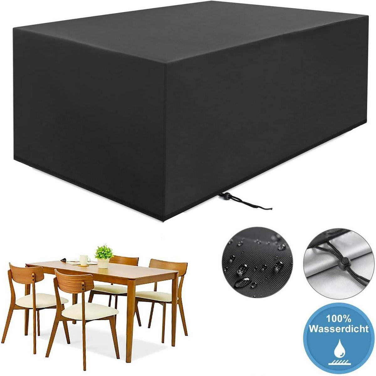 ABDECKHAUBE für Gartenmöbel 200 x 160 x 70 cm Schwarz - Schwarz, Textil (132/74/213cm)
