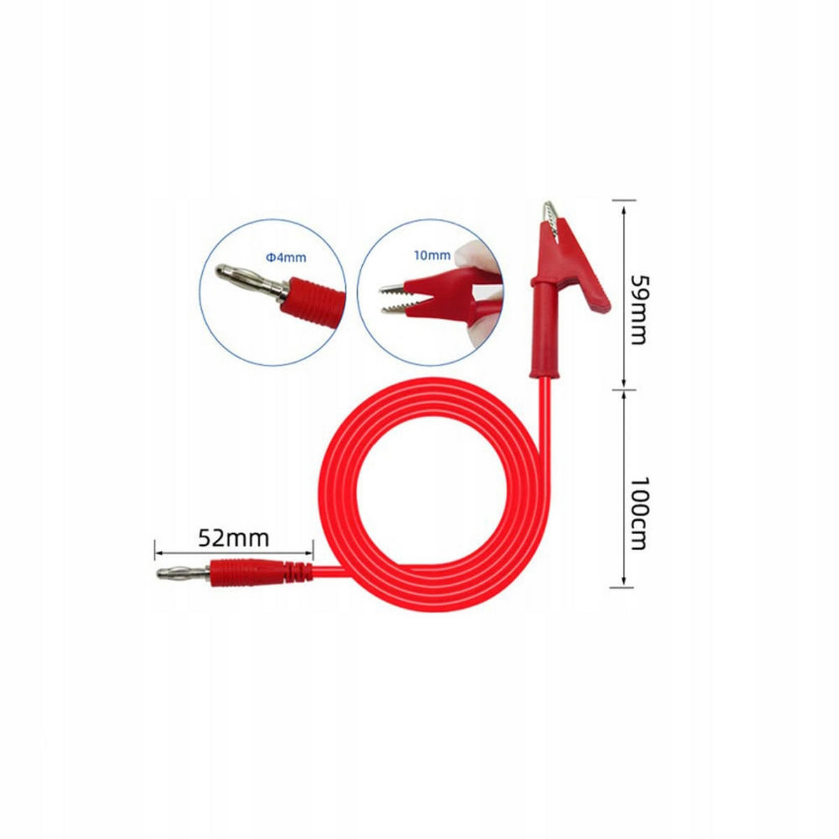 MESSKABEL Universal 2-tlg. Set, 100 cm, 1500 V, 15 A, Krokodilklemmen, Bananenstecker 4 mm, max. Öffnung 10 mm - Multicolor, Kunststoff/Metall (8/8/3cm)
