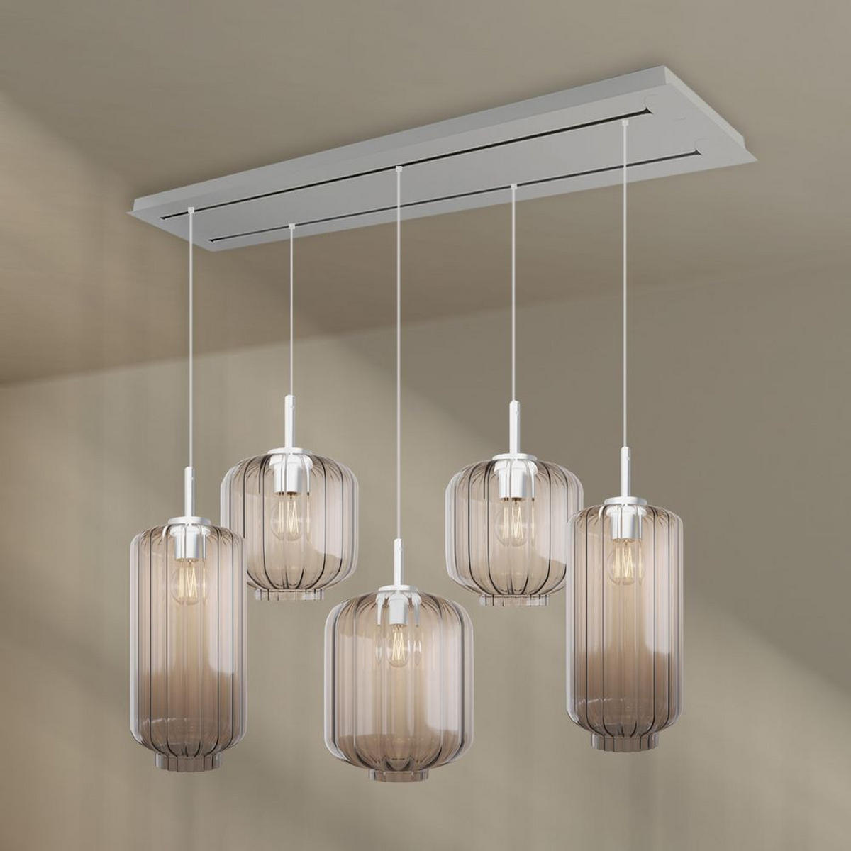 HÄNGELEUCHTE Velo 5-flammig Klar Ø 18/20/25cm - Klar/Weiß, Glas (25/25/27cm) - s.luce