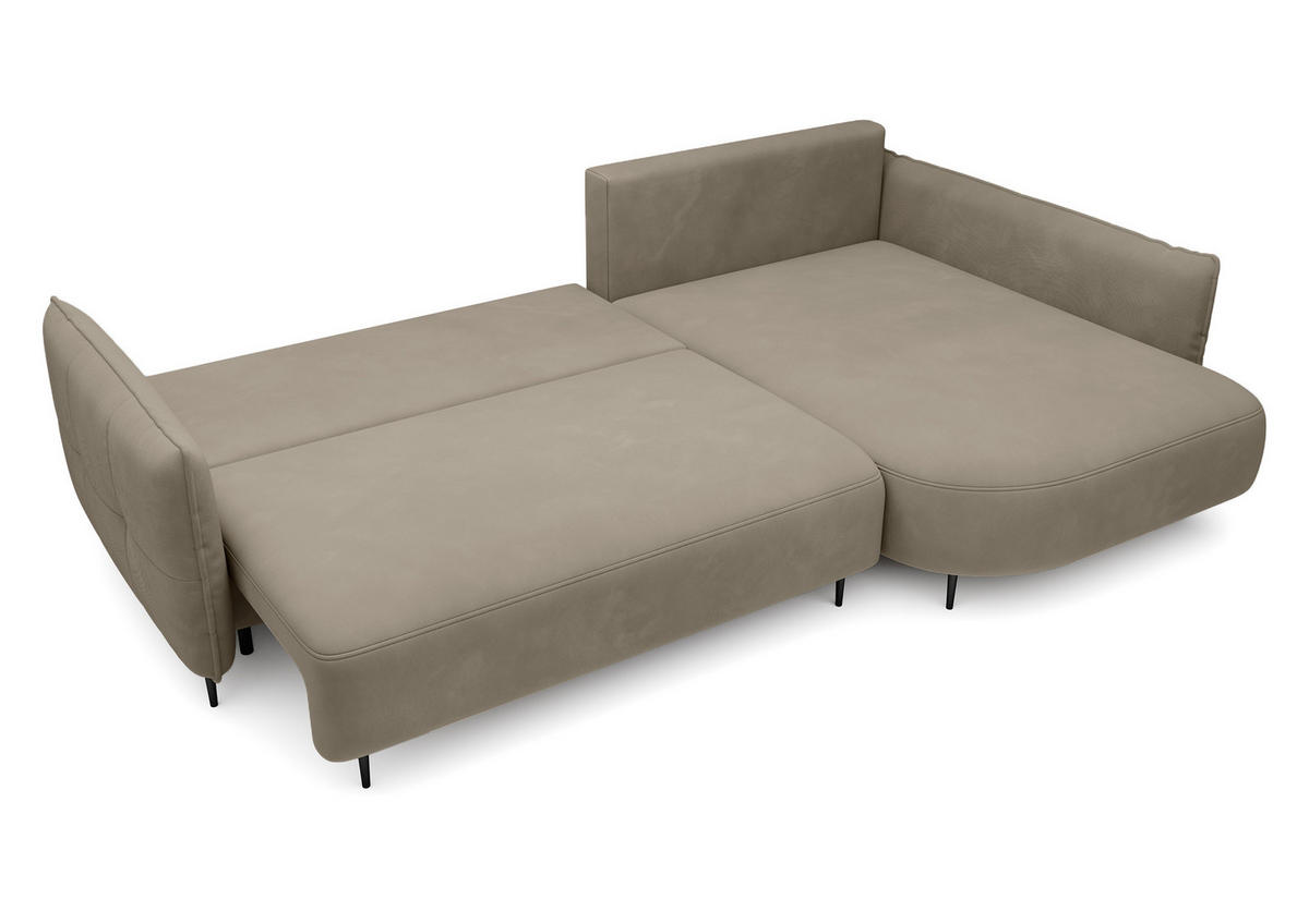ECKSOFA Oblivio Hellbraun Velours - Hellbraun/Schwarz, Textil/Metall (285/200cm) - Selsey