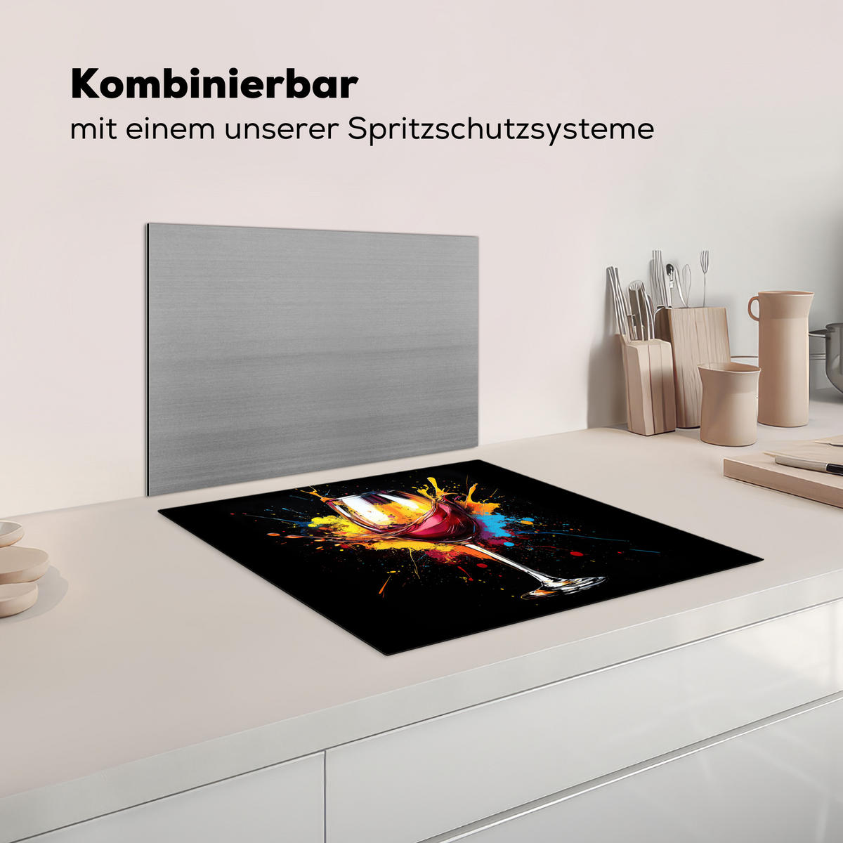 KRYT NA INDUKČNÍ DESKU Víno - sklo - graffiti - nápoj - červená - barva 59x51 cm - vínově červená, plast (59/51/0.2cm) - MuchoWow