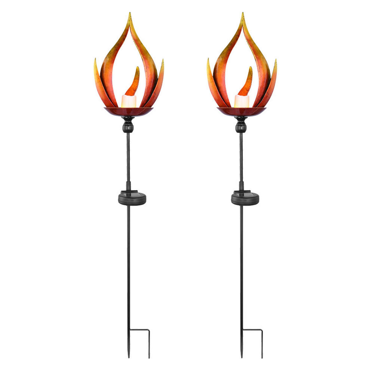 LED AUSSENLEUCHTE Metall Schwarz Feuereffekt 2er Set - Schwarz, Metall (18/18/93cm) - Globo Lighting