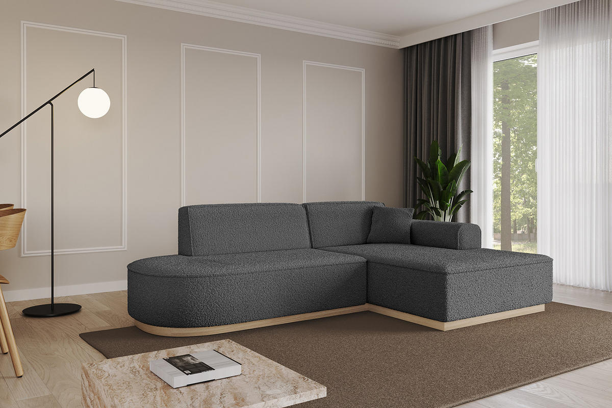 ECKSOFA Ottomane Rechts IREA-L1 - 232x165x80 cm Grau - Olivgrün, Holzwerkstoff/Textil (232/165cm) - ALTDECOR