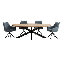 MÖBELSET Massivholztisch Avola, 4er Set Diningsessel Ginosa blau - Blau/Schwarz, Holz/Textil (90/76/180cm) - bene living
