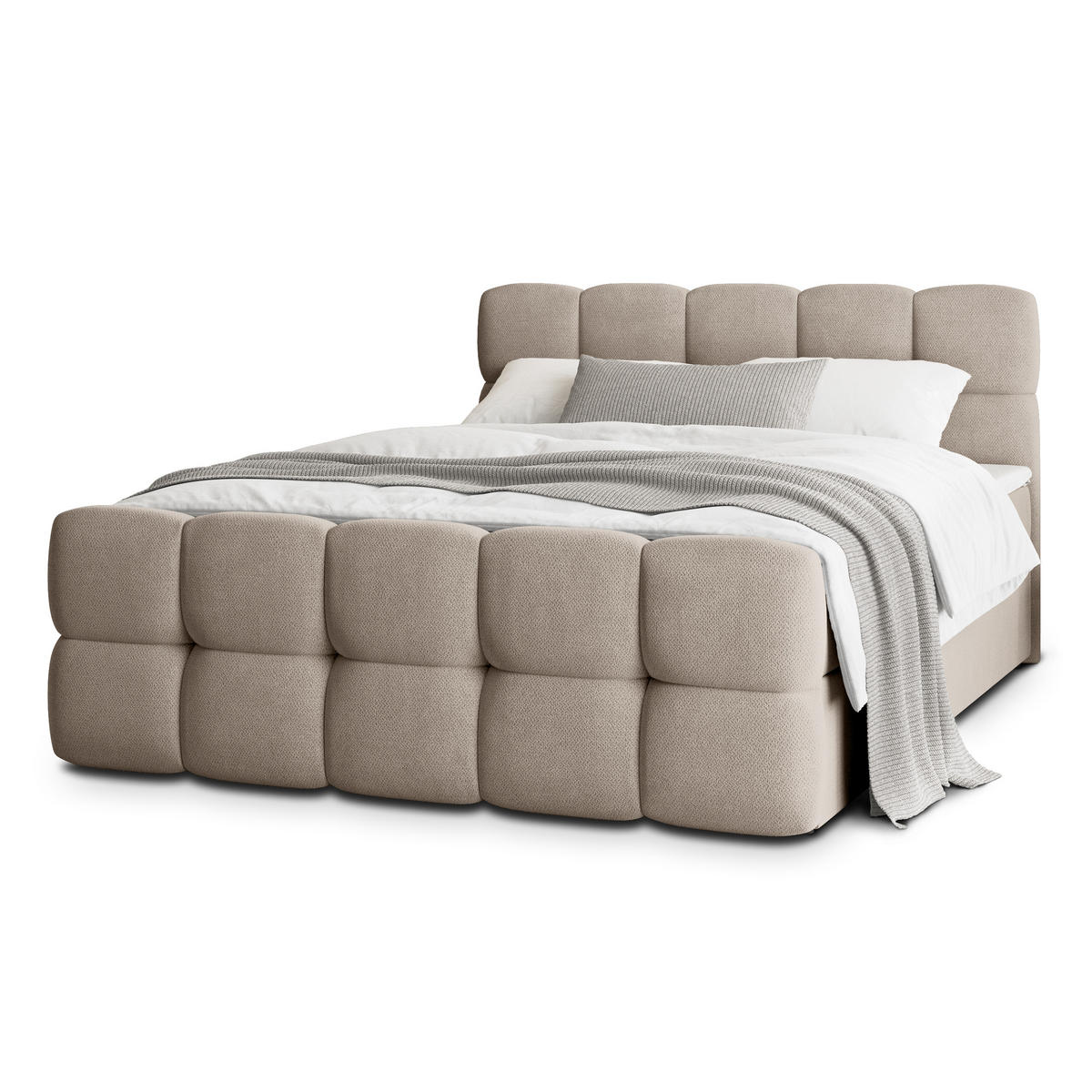 POSTEL BOXSPRING BRUME 160x200 cm, s matrací a úložným prostorem, béžová - béžová, kompozitní dřevo/textil (160/200cm) - MASSENO