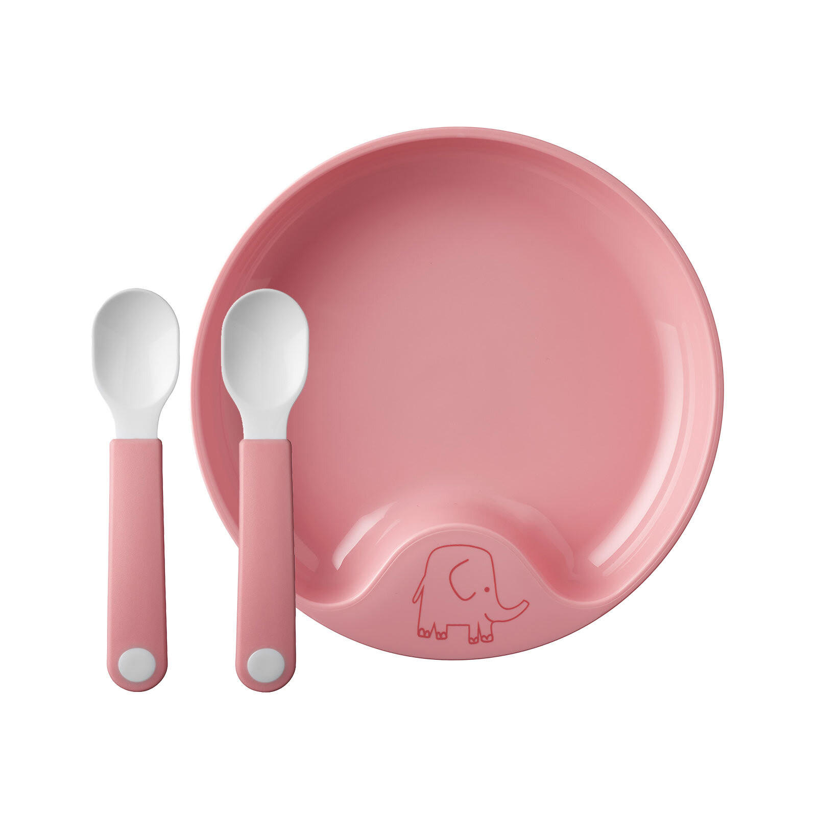 LERNTELLER MIT LERNLÖFFEL Mio deep pink ø 17,6 cm - Pink, Kunststoff (17.6/3.5/17.6cm) - Mepal