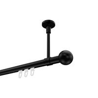 GARDINENSTANGE INNENLAUF Sonette Luino 600 cm (geteilt in 3 x 200 cm), 1-läufig, 20 mm Ø Schwarz - Schwarz, Metall (600cm) - INTERDECO