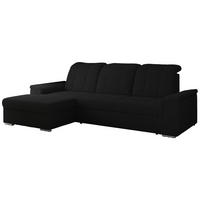 ECKSOFA MADRITO L - Schwarz Boucle - Links - Silberfarben/Schwarz, Textil/Metall (160/256cm)