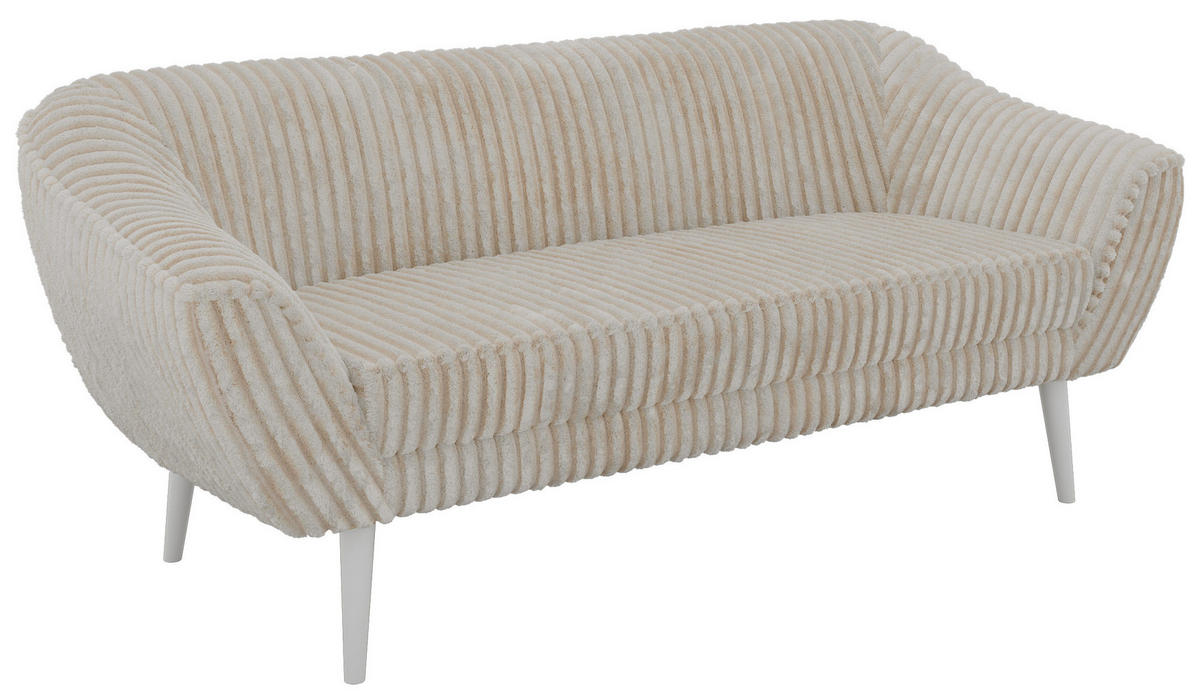 TROJMIESTNA POHOVKA PIRS 3 - Béžová Manšester - Biele nohy - biela/krémová, kompozitné drevo/textil (180/75/74cm) - MKS