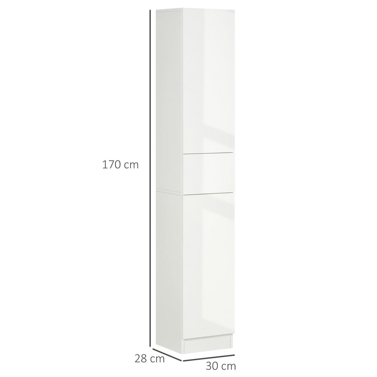 HOCHSCHRANK DE-12356 30/28/170 cm Weiß Hochglanz - Weiß, Holzwerkstoff (28/170/30cm) - ComfortXL