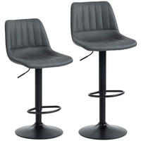 BARHOCKER DE-35975 2er Set mit Kunstlederbezug Dunkelgrau - Dunkelgrau, Metall (49.5/111/43cm) - ComfortXL