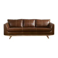 SOFA - 3 Personen - leder - braun Alegan - Braun, Leder/Holz (213/82/90cm) - Vente-Unique
