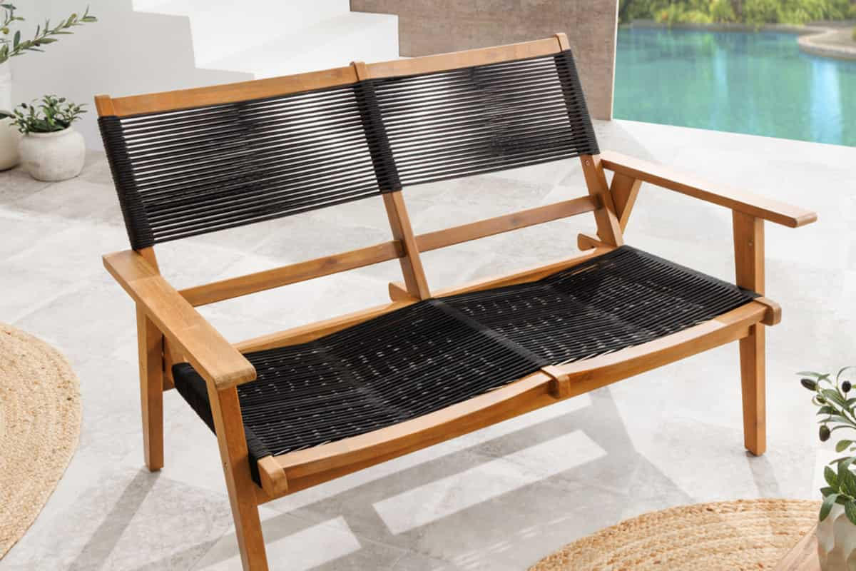 GARTENBANK BALI ROPE Akazie Anthrazit 120cm - Braun/Grau, Holz/Kunststoff (120/84/70cm) - riess-ambiente