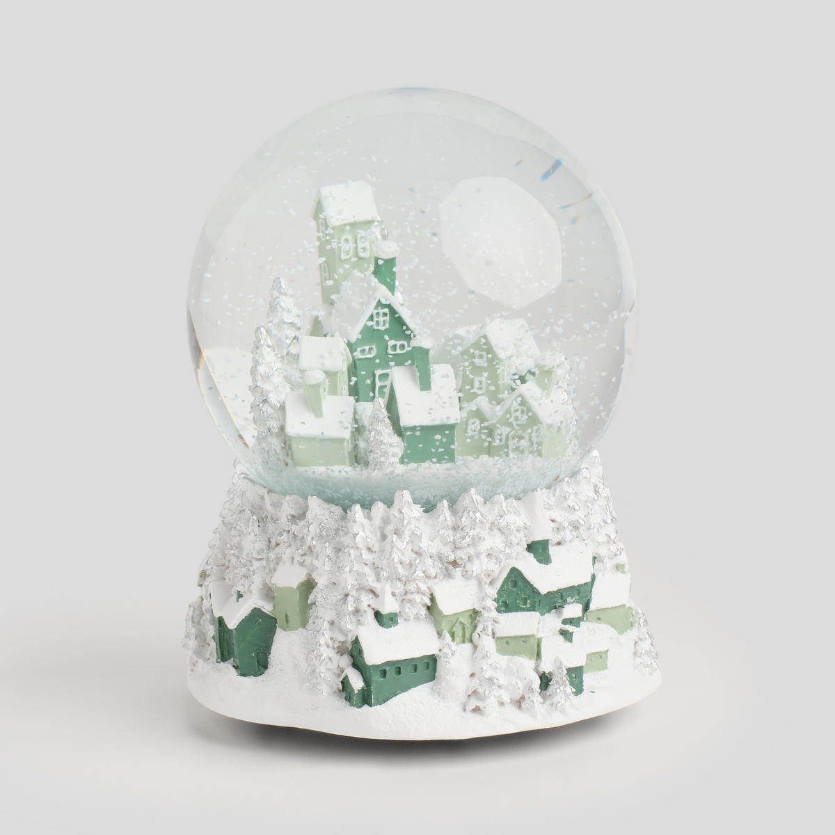 SCHNEEBALL Mit Spieluhr Christmas village - Hellgrün, Glas (11/13/11cm) - home&you