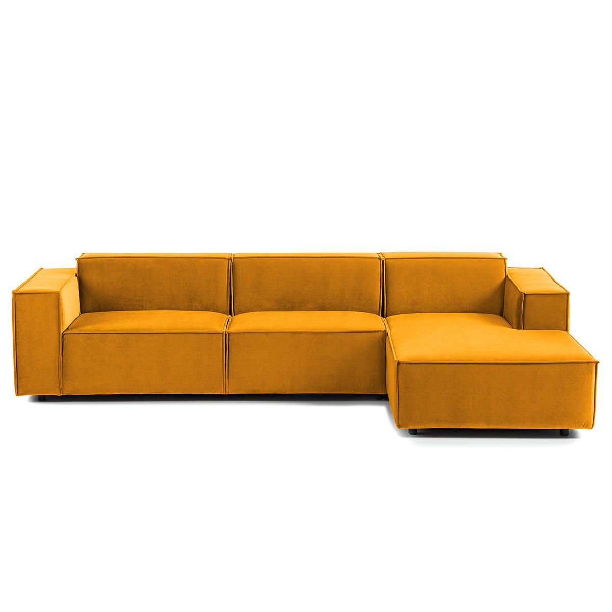 ECKSOFA mit Longchair - Gelb/Schwarz, Kunststoff/Textil (294/177cm) - home24