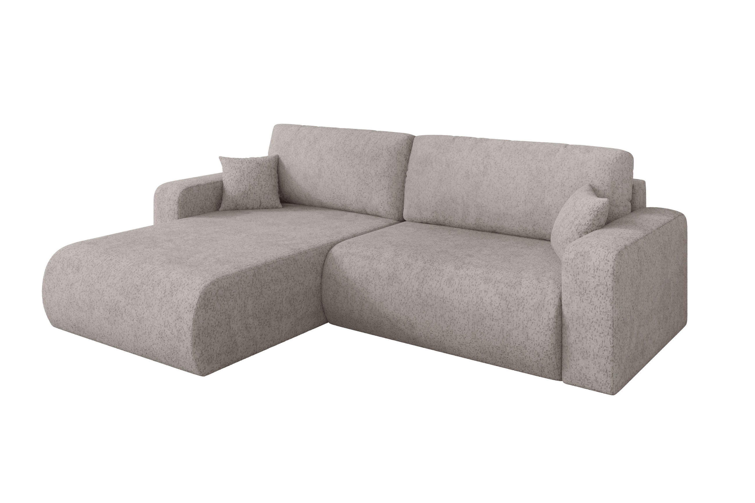 ROHOVÁ SEDAČKA s funkcí spaní, otoman vlevo BERY-L 276x193x88 světle šedá velur - černá/světle šedá, kompozitní dřevo/textil (276/193cm) - ALTDECOR